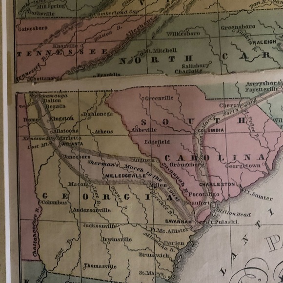 Historic Framed Map of a Part of the Southern States, In Color, 9.5” x 11” - Picture 3 of 12